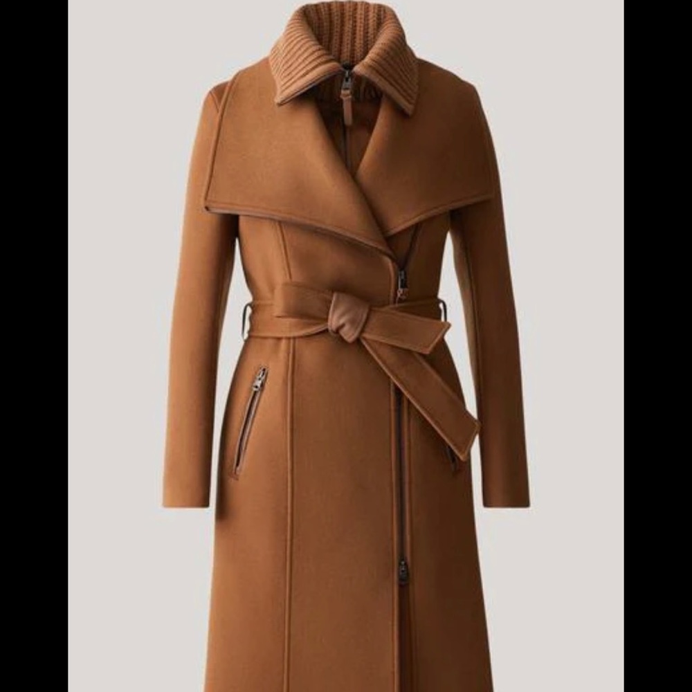 Mackage Tan Belted Coat- worn only couple times to dinner. Warm and Light!